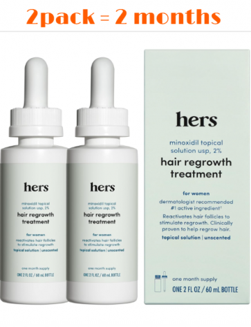 [미국 직구] 허즈(hers) 여성용 미녹시딜 2% 국소 도포액 (2개월분) - 정수리 & 가르마 집중 재생 솔루션