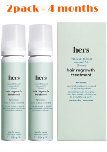 [미국 직구] 허즈(hers) 여성용 미녹시딜 5% 모발 재생 폼 (4개월분) - 하루 한 번으로 끝내는 정수리 케어