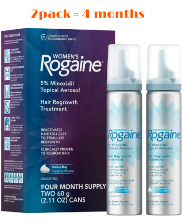 [존슨앤존슨] 오리지널 미녹시딜 5% 폼 / 여성용 로게인폼® 2병, 4개월분 (WOMEN'S ROGAINE 5% Minoxidil Foam 4 Months, 2 Cans)