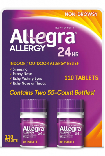 알레그라 24시간 졸음 없는 알레르기 완화제 (Allegra 24-Hour Allergy Relief) 110정