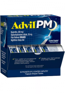 [미국 직구] 애드빌 PM 휴대용 개별포장 50팩 (총 100정) (야간용 진통 + 숙면 유도)
